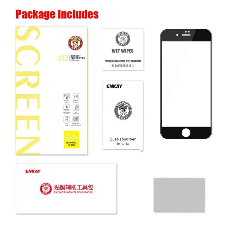 ENKAY Hat-Prince 0.26mm 9H Surface Hardness 6D Curved Edge Full Screen Tempered Glass Film for iPhone SE 2020 / 8 / 7