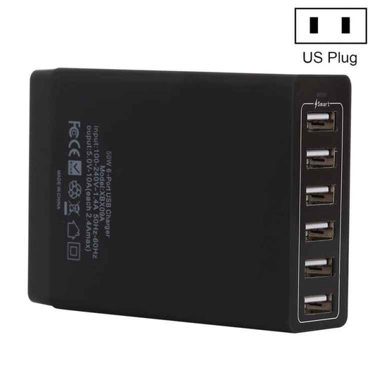 XBX09A 50W 5V 2.4A 6 USB Ports Quick Charger Travel Charger