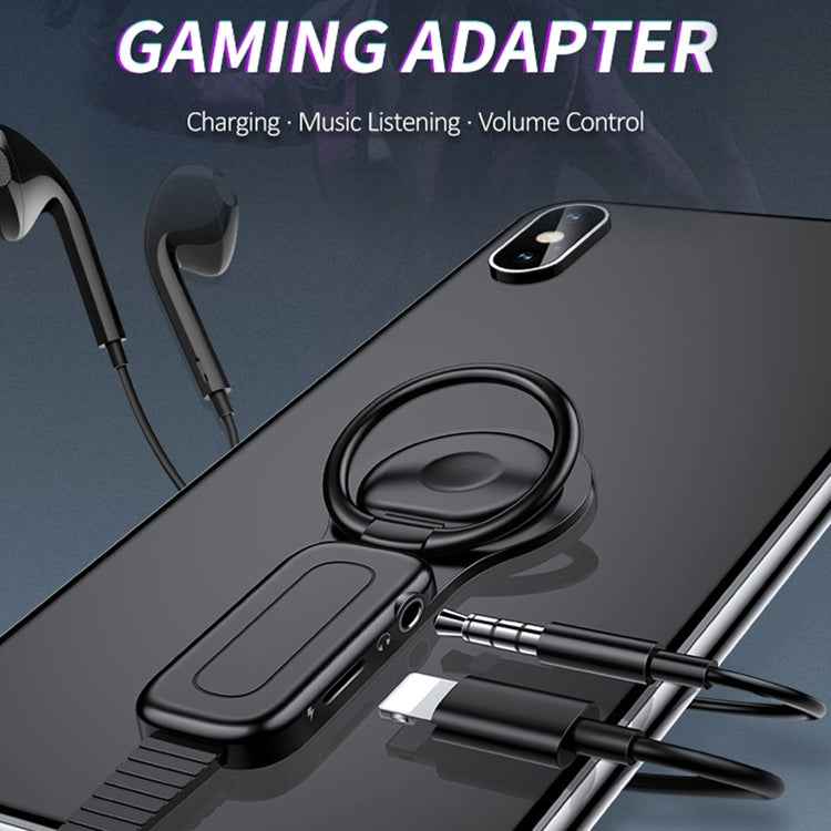 LXS08 8 Pin to 8 Pin + 3.5mm Audio Plug Ring Holder Fast Charging Adapter