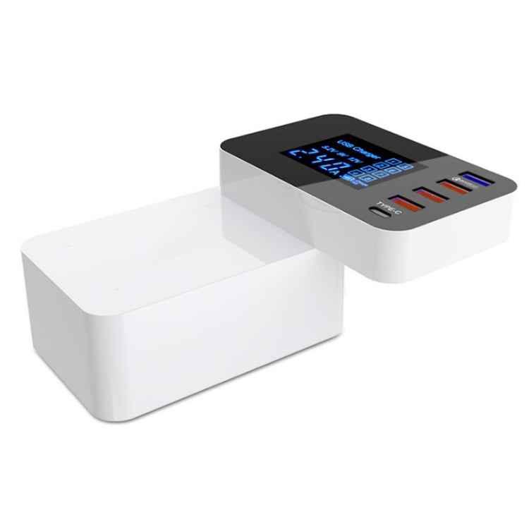 CDA33Q 40W QC 3.0 USB + 3 USB Ports + USB-C / Type-C Ports Multi-function Charger with LED Display, EU Plug