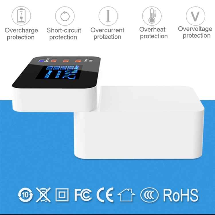 CDA33Q 40W QC 3.0 USB + 3 USB Ports + USB-C / Type-C Ports Multi-function Charger with LED Display, EU Plug