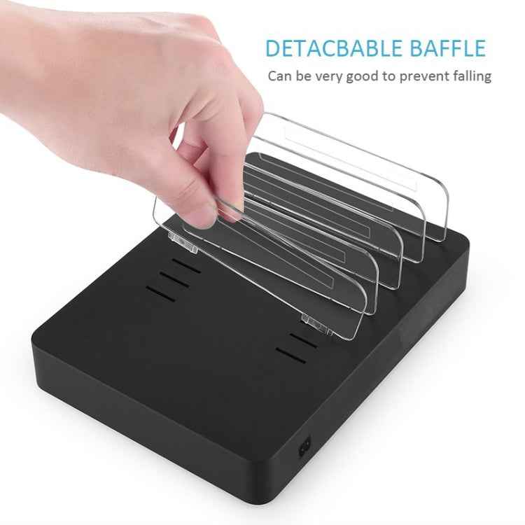 50W 6 USB Ports + 2 USB-C / Type-C Ports + Wireless Charging Multi-function Charger with LED Display & Detachable Bezel, US Plug