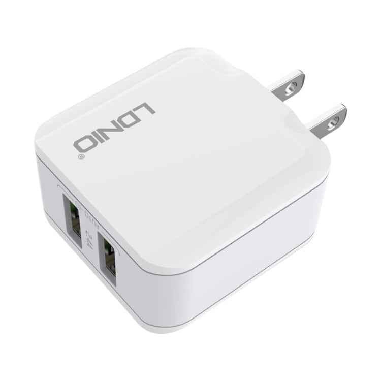 LDNIO A2201 2.4A Dual USB Charging Head Travel Direct Charge Mobile Phone Adapter Charger With 8 Pin Data Cable