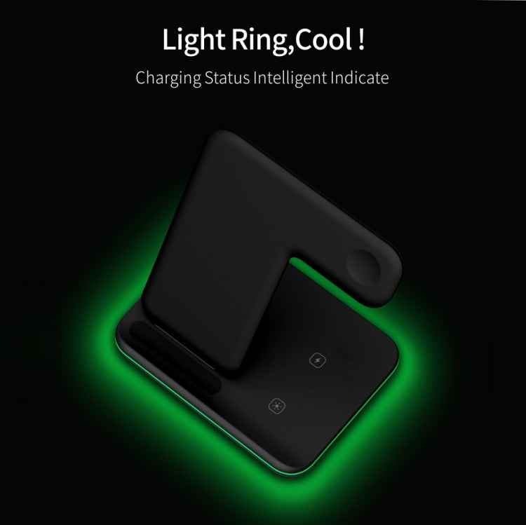 Z5A QI Vertical Magnetic Wireless Charger for Mobile Phones & Apple Watches & AirPods / Samsung Galaxy Buds / Huawei Free Buds, with Touch Ring Light