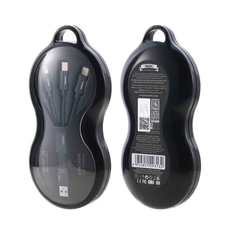 REMAX RC-094TH 1m 2.4A 3 in 1 USB to 8 Pin & USB-C / Type-C & Micro USB  Fast Charging Data Cable