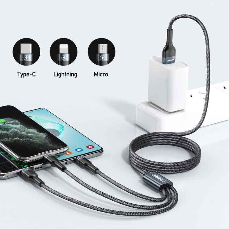REMAX RC-070TH 1.2m 2A 3 in 1 USB to 8 Pin & USB-C / Type-C & Micro USB Charging Cable