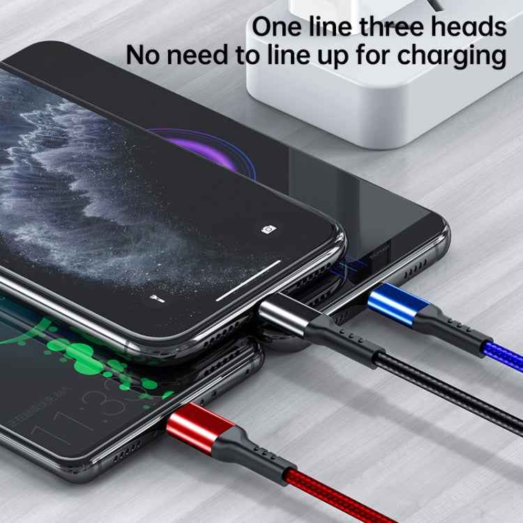 awei CL-971 3 in 1 1.2m 2.4A USB to 8 Pin + Micro USB + USB-C / Type-C Multi Charging Cable