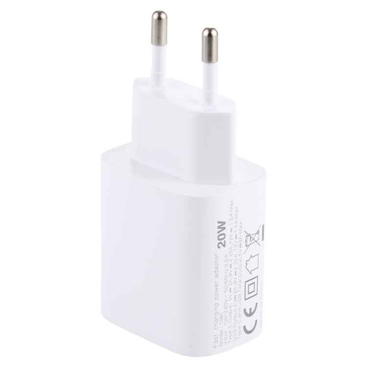 T085 20W USB + Type-C Fast Charging Travel Power Adapter, EU Plug