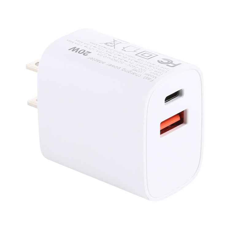 T085 20W USB + Type-C Fast Charging Travel Power Adapter, EU Plug
