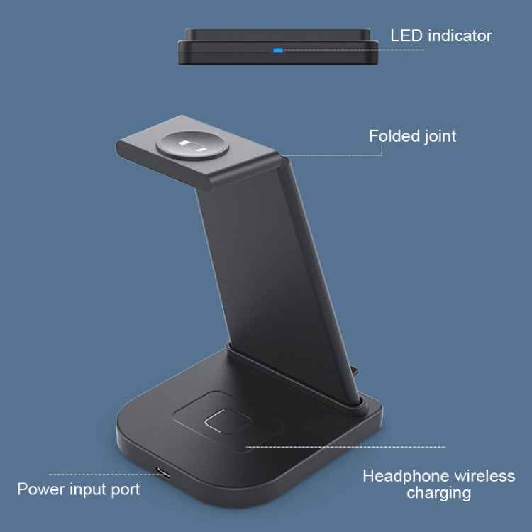 HQ-UD21 3 in 1 Folding Mobile Phone Watch Multi-Function Charging Stand Wireless Charger for iPhones & Apple Watch & Airpods