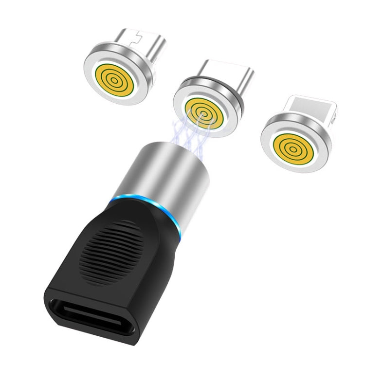 4 in 1 3A 8 Pin & USB-C / Type-C & Micro USB Zinc Alloy Magnetic Charging Head + USB-C / Type-C Magnetic Charging Adapter Set