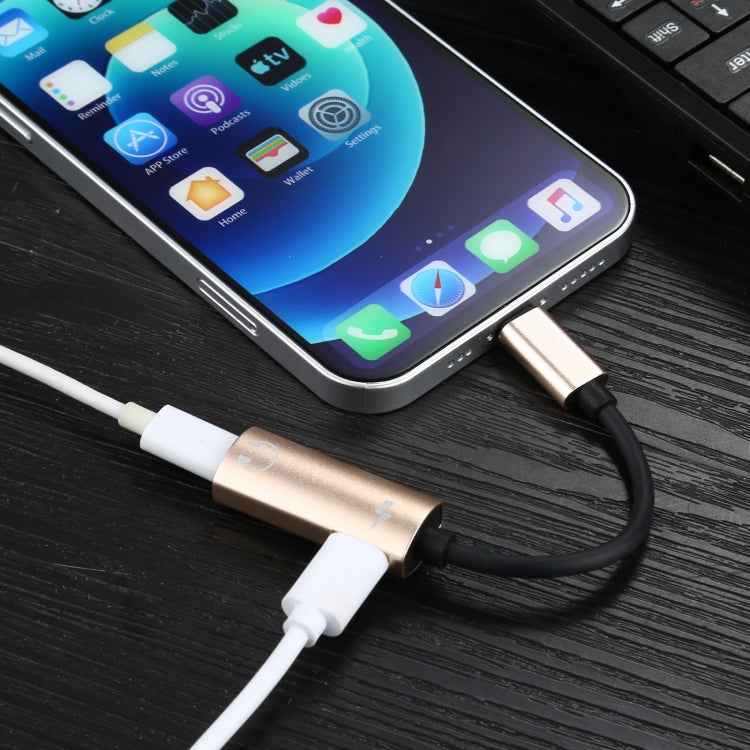 2 in 1 8 Pin Male to Dual 8 Pin Female Charging and Listening to Music Audio Earphone Adapter, Compatible with All IOS Systems