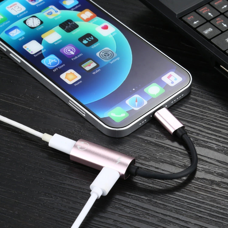 2 in 1 8 Pin Male to Dual 8 Pin Female Charging and Listening to Music Audio Earphone Adapter, Compatible with All IOS Systems