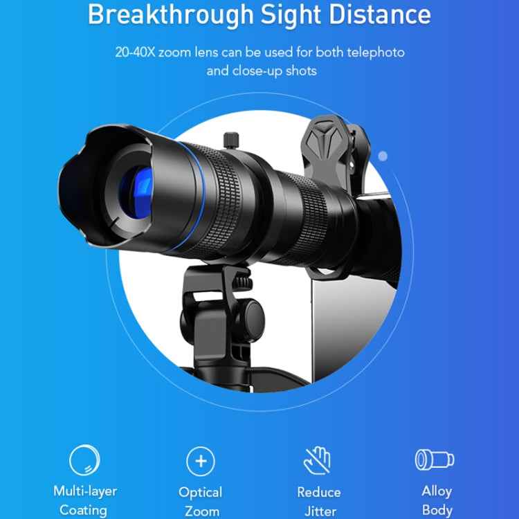 APEXEL APL-20-40XJJ04 20-40X HD External Dual-adjustment Zoom Telescope Universal Telephoto Phone Lens