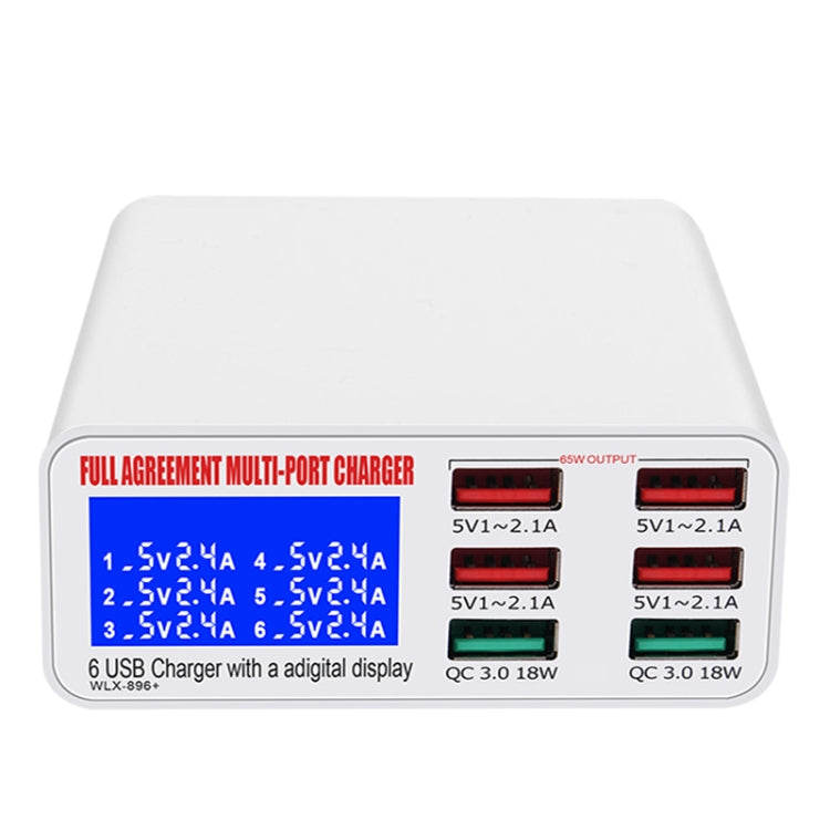 WLX-896+ 6 In 1 Multi-function Smart Digital Display USB Charger, WLX-896+(US Plug), WLX-896+(AU Plug), WLX-896+(EU Plug), WLX-896+(UK Plug)