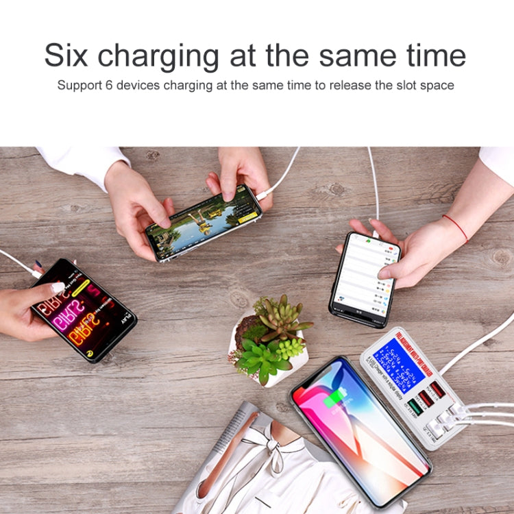 WLX-896+ 6 In 1 Multi-function Smart Digital Display USB Charger, WLX-896+(US Plug), WLX-896+(AU Plug), WLX-896+(EU Plug), WLX-896+(UK Plug)