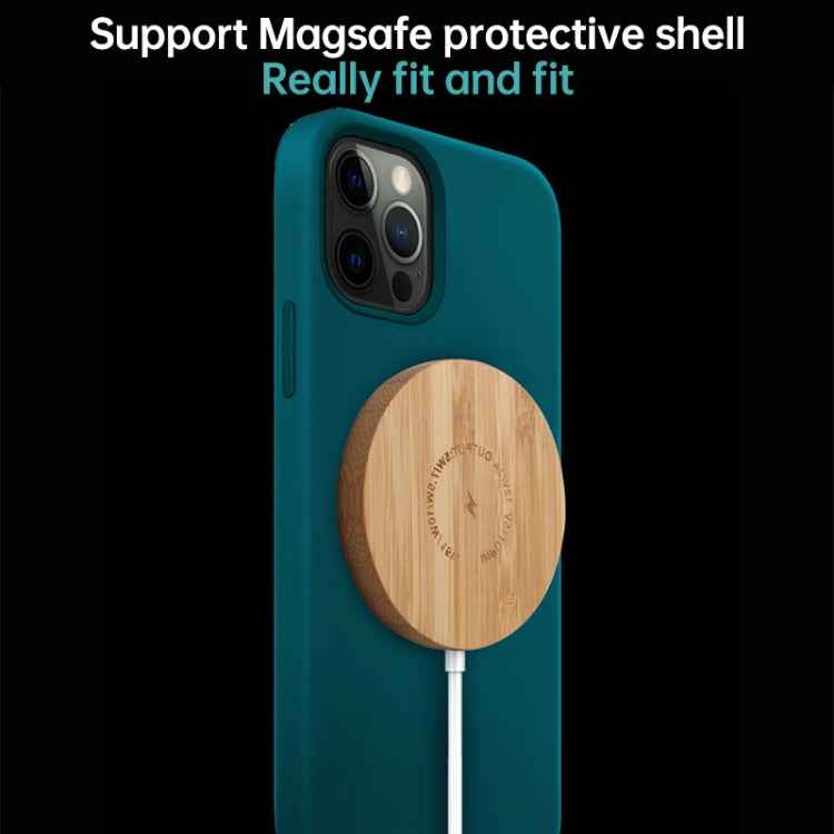JYD01 15W Magsafe Round Bamboo Wood Magnetic Wireless Charger