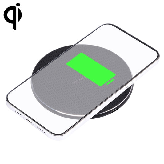 10W QI Plaid Pattern Round Metal Wireless Charger