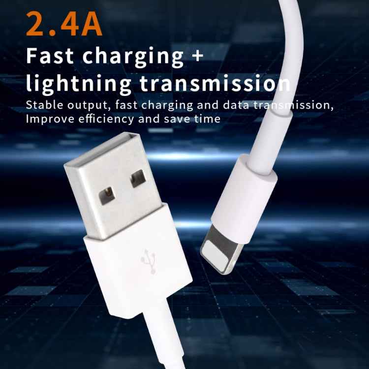 IVON CA19 2.4A USB to 8 Pin Fast Charge Data Cable for iPhone, iPad, Length: 1m