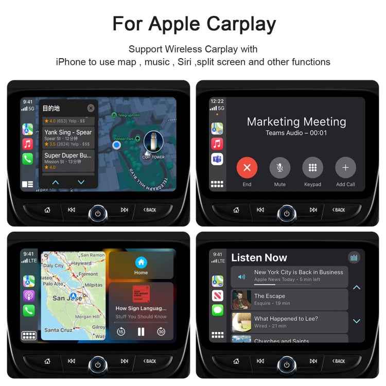 USB + USB-C / Type-C Wired to Wireless Carplay Adapter for iPhone