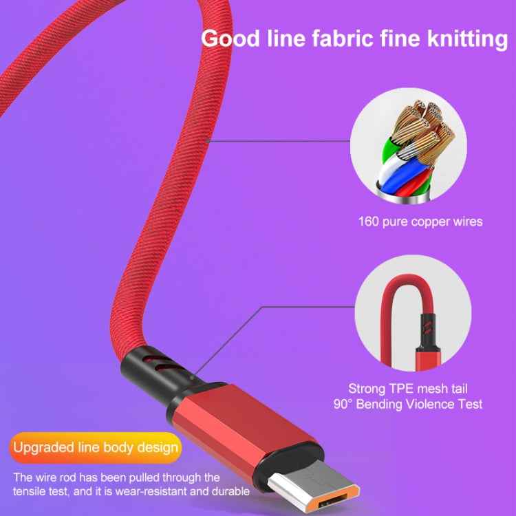 Braided 3A 3 in 1 USB to Type-C / 8 Pin / Micro USB Fast Charging Cable, Cable Length: 1.2m