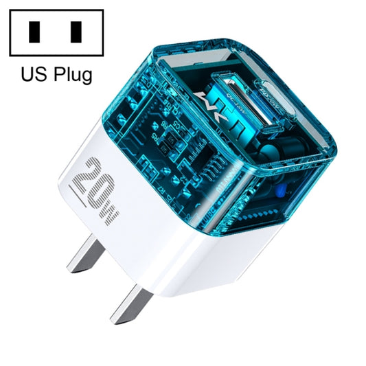Chargeur transparent double port USB + USB-C/Type-C 20 W WK WP-U149, spécifications : prise américaine