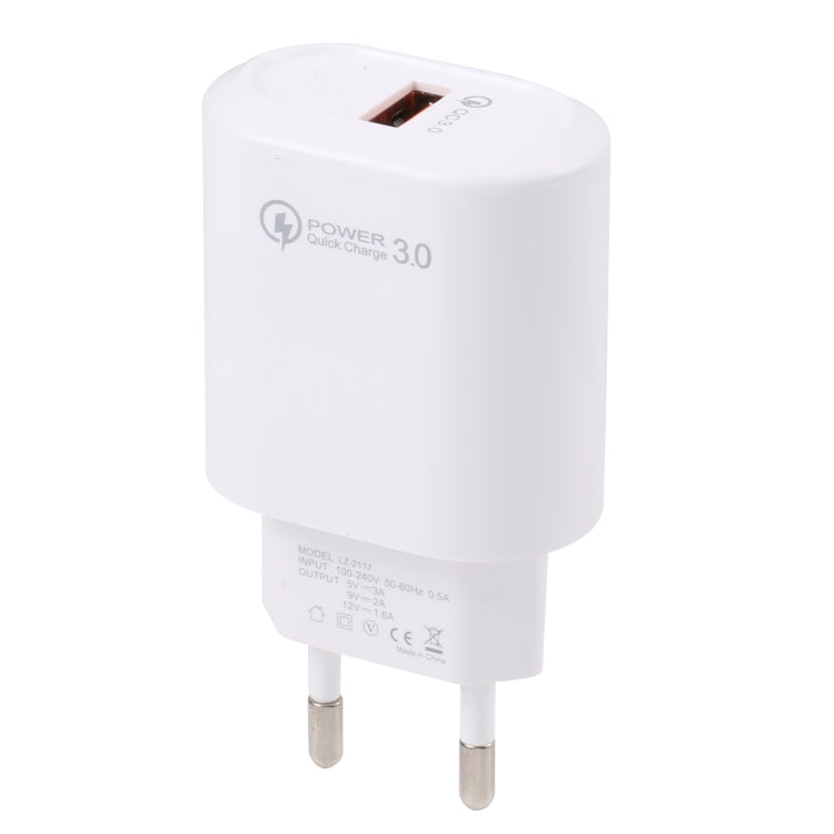 LZ-2117 18W QC3.0 3.1A USB Fast Charger, EU Plug, EU Plug