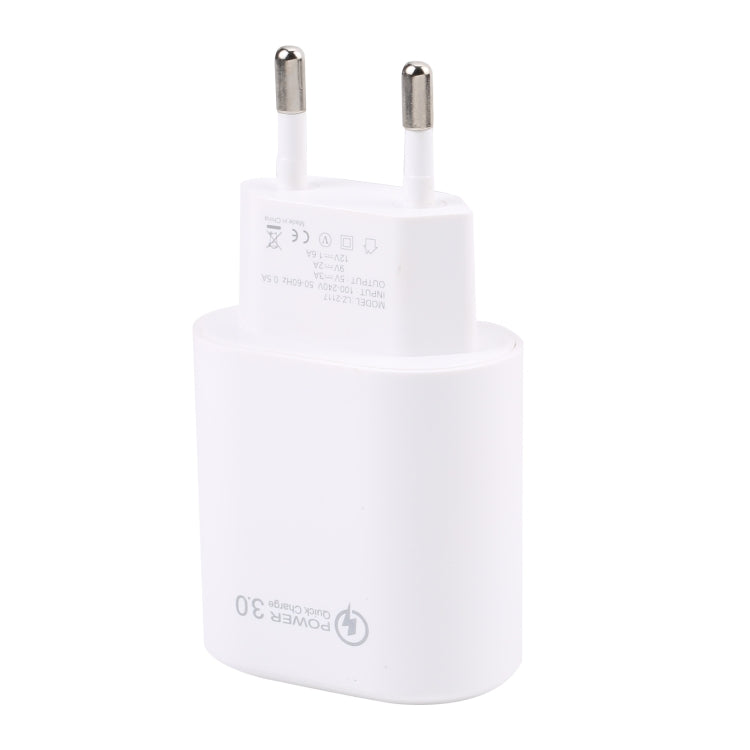 LZ-2117 18W QC3.0 3.1A USB Fast Charger, EU Plug, EU Plug