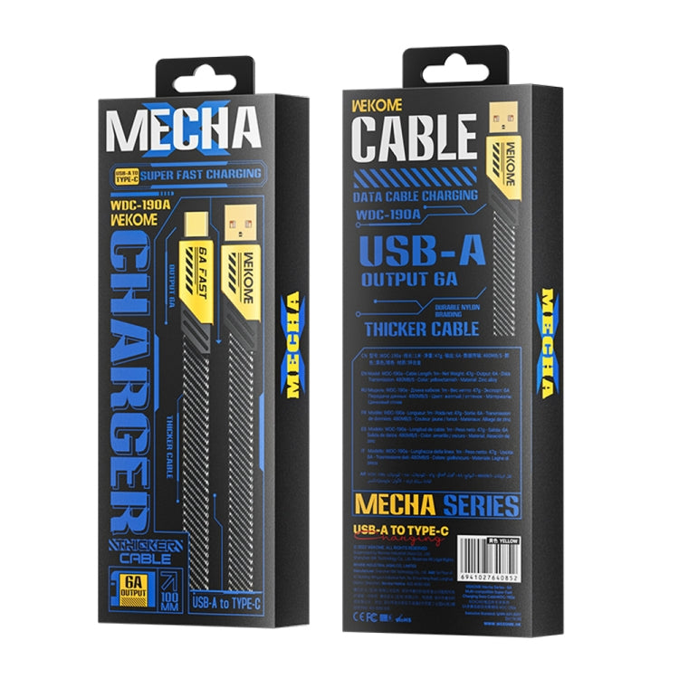 WK WDC-190a Mech Series 6A USB to USB-C/Type-C Fast Charge Data Cable, Length: 1m, USB to USB-C/Type-C