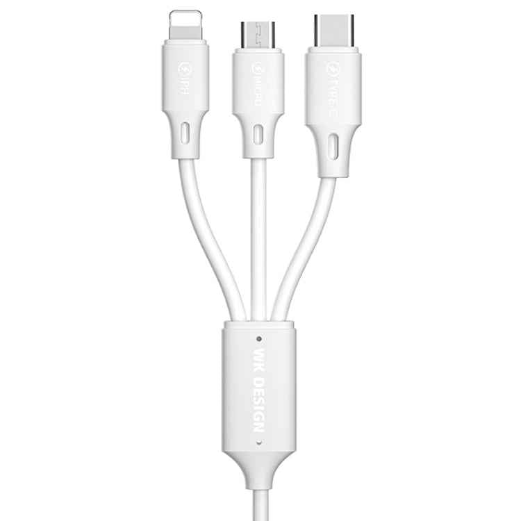WK WDC-103 3A 3 In 1 8 Pin + Micro USB + Type-C / USB-C Fullspeed Pro Charging Data Cable, Length: 1.15m