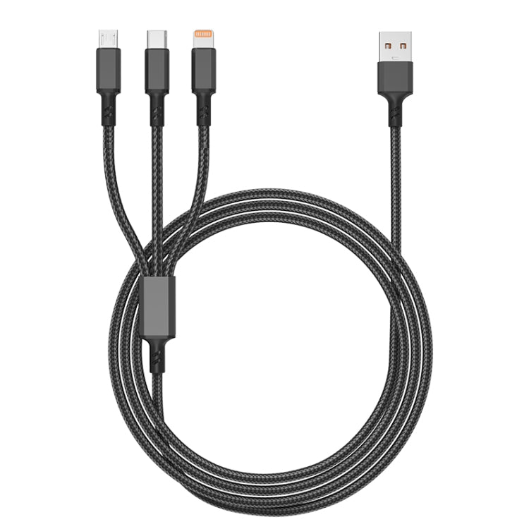 Orange Plug 3A 3 in 1 USB to Type-C / 8 Pin / Micro USB Fast Charging Cable, Cable Length: 1.2m, Orange Plug (Blue), Orange Plug (Red), Orange Plug (Silver), Orange Plug (Black)