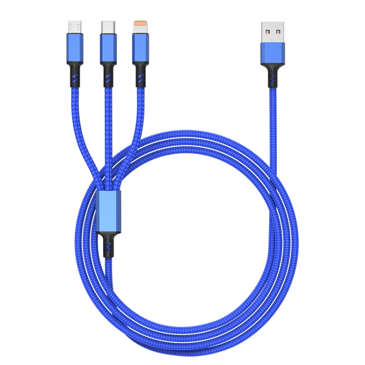 Orange Plug 3A 3 in 1 USB to Type-C / 8 Pin / Micro USB Fast Charging Cable, Cable Length: 1.2m, Orange Plug (Blue), Orange Plug (Red), Orange Plug (Silver), Orange Plug (Black)