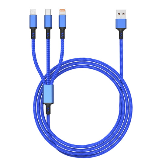 Orange Plug 3A 3 in 1 USB to Type-C / 8 Pin / Micro USB Fast Charging Cable, Cable Length: 1.2m, Orange Plug (Blue), Orange Plug (Red), Orange Plug (Silver), Orange Plug (Black)