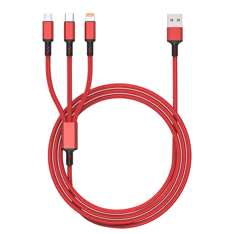 Orange Plug 3A 3 in 1 USB to Type-C / 8 Pin / Micro USB Fast Charging Cable, Cable Length: 1.2m, Orange Plug (Blue), Orange Plug (Red), Orange Plug (Silver), Orange Plug (Black)