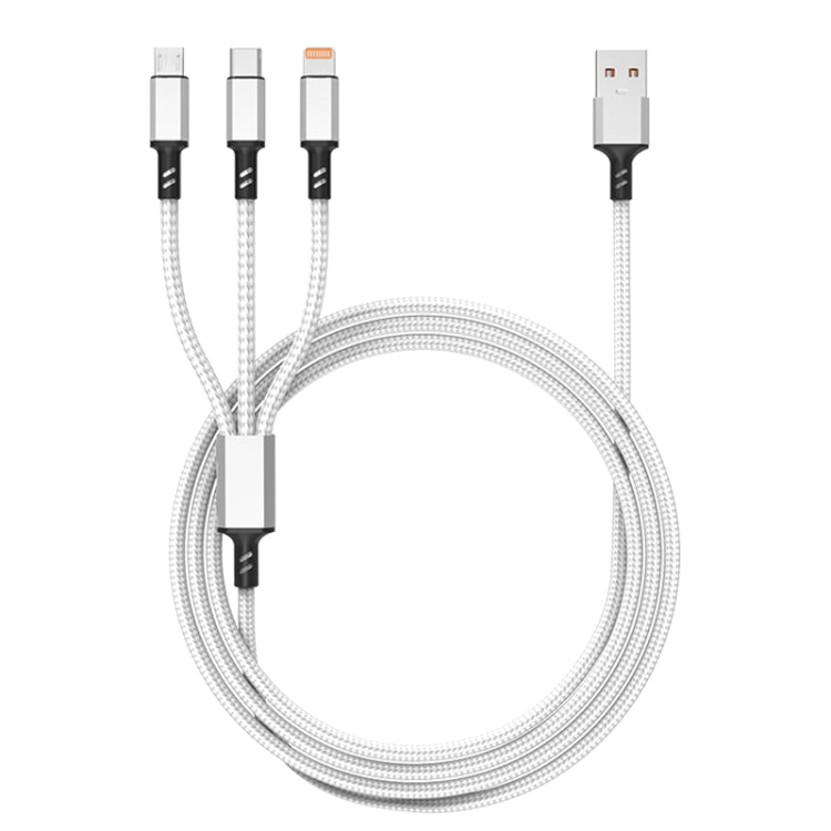 Orange Plug 3A 3 in 1 USB to Type-C / 8 Pin / Micro USB Fast Charging Cable, Cable Length: 1.2m, Orange Plug (Blue), Orange Plug (Red), Orange Plug (Silver), Orange Plug (Black)