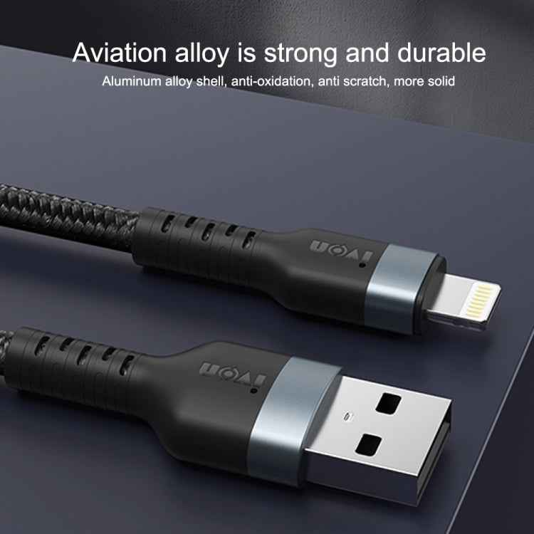 IVON CA88 12W 2.4A USB to Micro USB Nylon Braid Fast Charge Data Cable, Cable Length: 1m