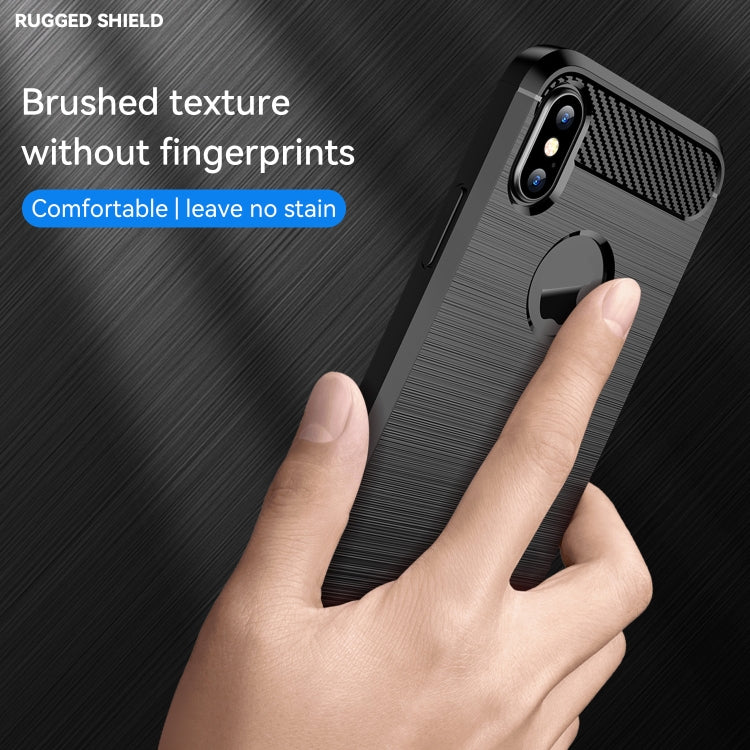 For iPhone X / XS Carbon Fiber TPU Brushed Texture Shockproof Protective Back Cover Case