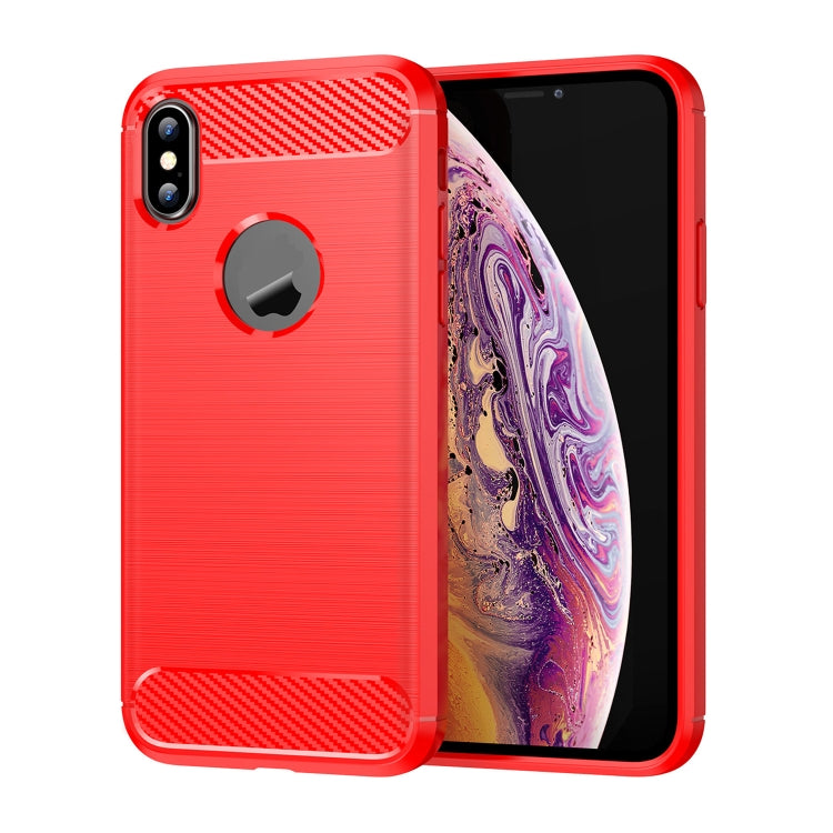 For iPhone X / XS Carbon Fiber TPU Brushed Texture Shockproof Protective Back Cover Case