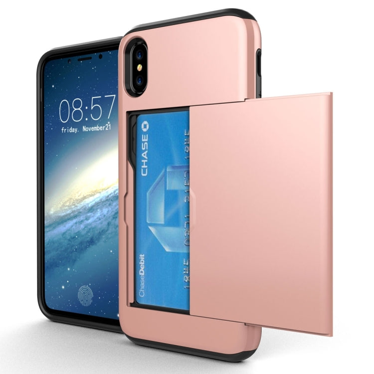 For iPhone X / XS TPU + PC Dropproof Protective Back Cover Case with Card Slot