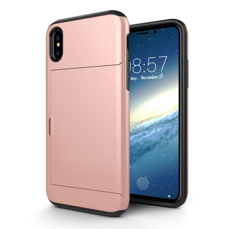 For iPhone X / XS TPU + PC Dropproof Protective Back Cover Case with Card Slot
