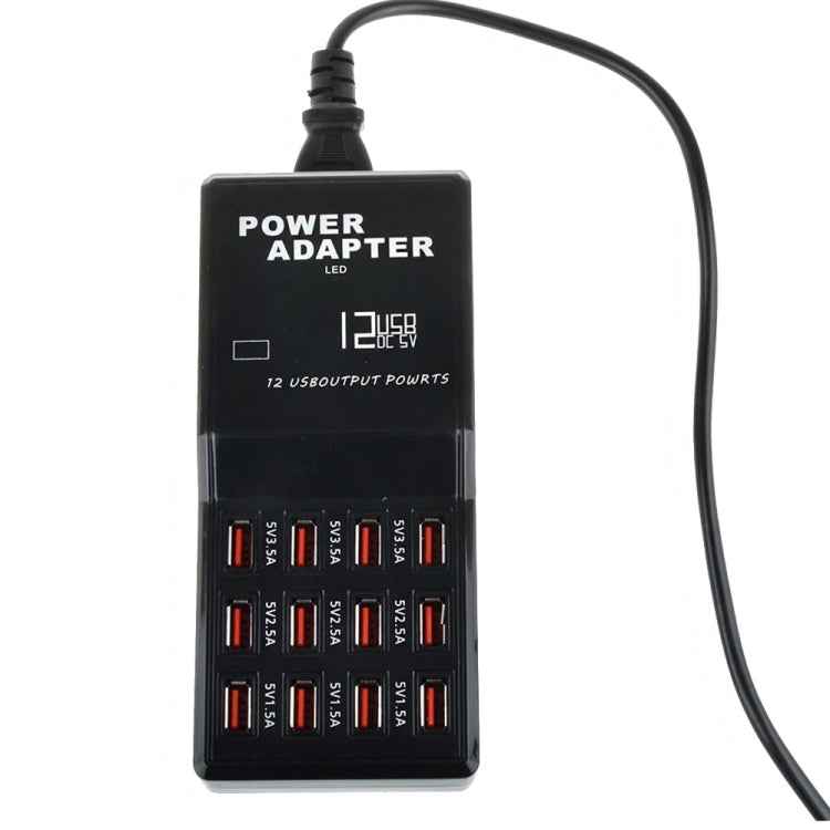 W-858 12A 12 Ports USB Fast Charging Dock Desktop Smart Charger AC100-240V, EU Plug