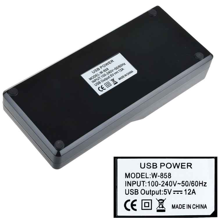 W-858 12A 12 Ports USB Fast Charging Dock Desktop Smart Charger AC100-240V, EU Plug
