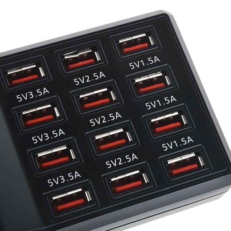 W-858 12A 12 Ports USB Fast Charging Dock Desktop Smart Charger AC100-240V, EU Plug