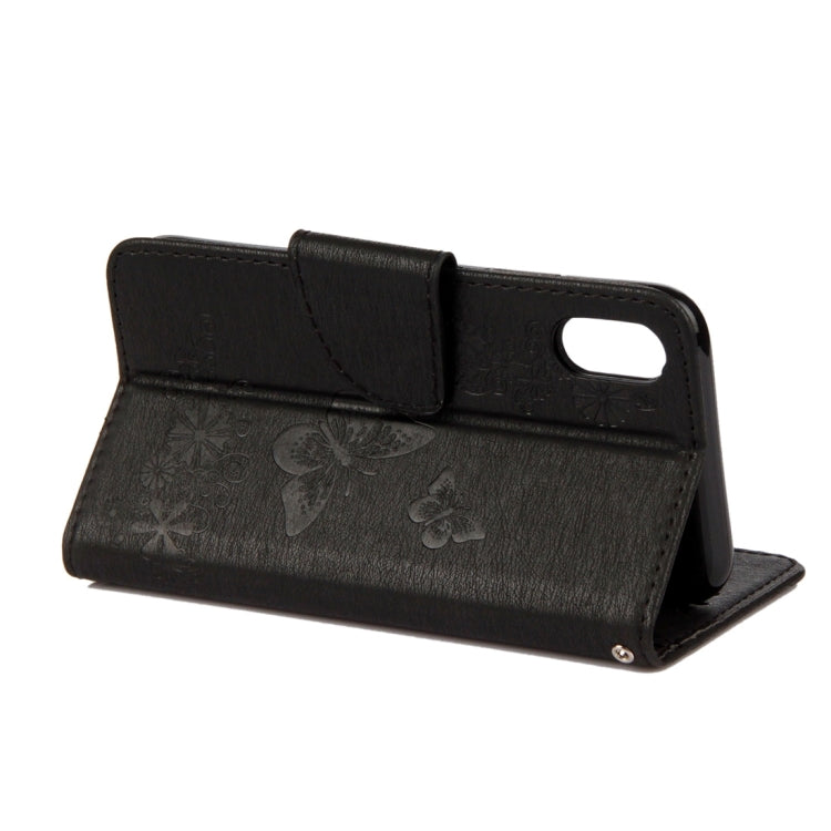 For iPhone X / XS Pressed Flowers Butterfly Pattern Horizontal Flip Leather Case with Holder & Card Slots & Wallet & Lanyard