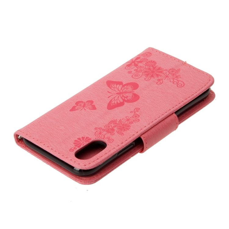 For iPhone X / XS Pressed Flowers Butterfly Pattern Horizontal Flip Leather Case with Holder & Card Slots & Wallet & Lanyard, For X