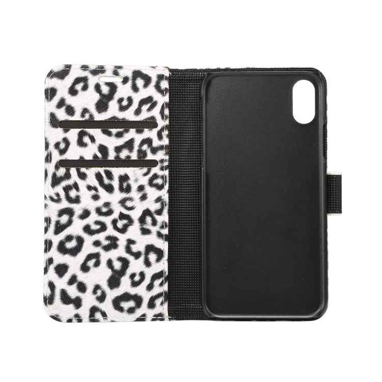 For iPhone X Leopard Pattern PU + PC Horizontal Flip Leather Protective Case with Holder & Card Slots