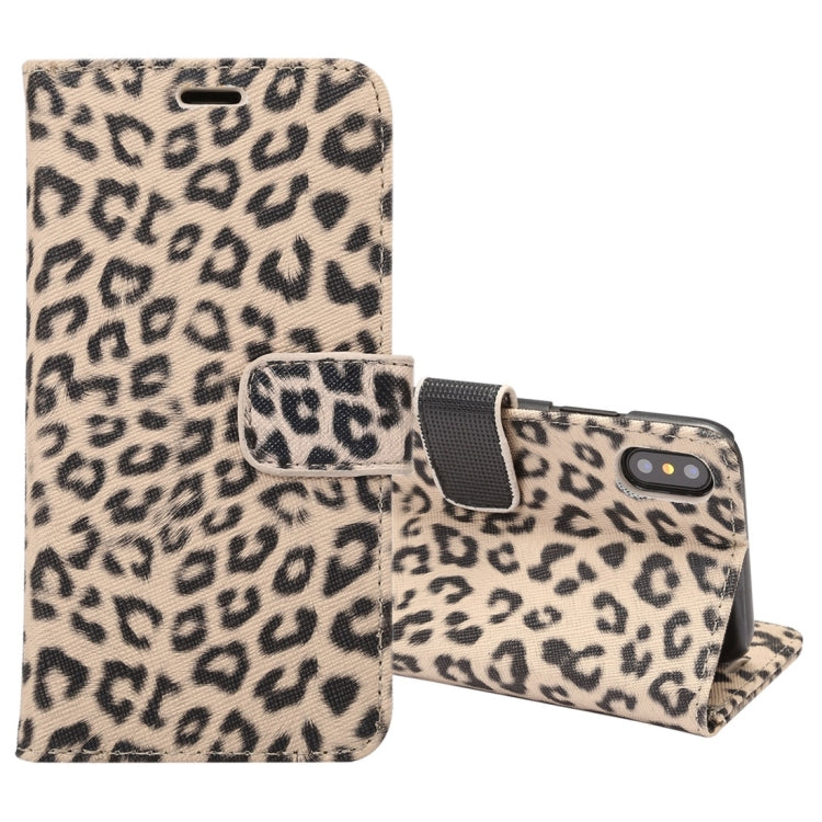 For iPhone X Leopard Pattern PU + PC Horizontal Flip Leather Protective Case with Holder & Card Slots, For X