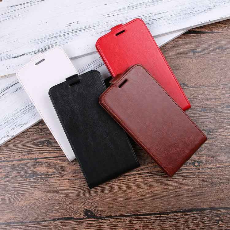 For iPhone X / XS Crazy Horse Texture Vertical Flip Leather Case with Card Slot & Photo Frame
