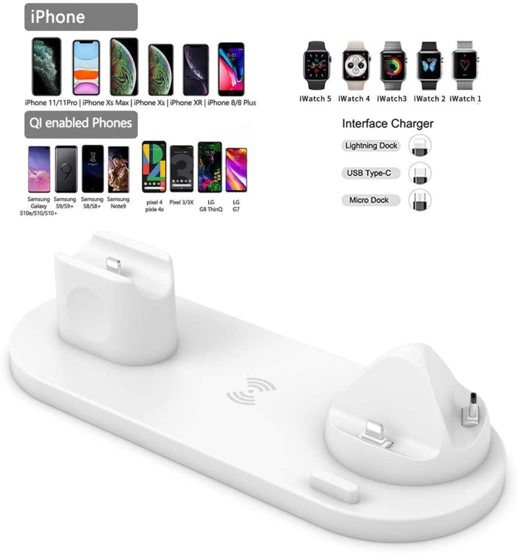 HQ-UD15-upgraded 6 in 1 Wireless Charger For iPhone, Apple Watch, AirPods and Other Android Phones