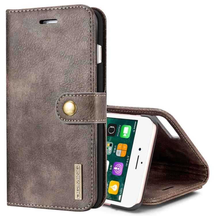 DG.MING for iPhone 8 Plus & iPhone 7 Plus Crazy Horse Texture Horizontal Flip Detachable Magnetic Protective Case with Holder & Card Slots & Wallet